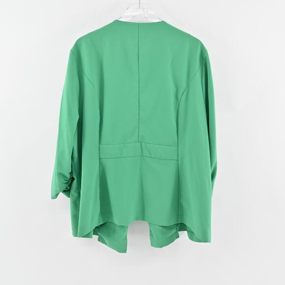TORRID‎ Blazer Womens Size 5 Green Ruched 3/4 Sleeve Open Front Jacket Career - Picture 4 of 14